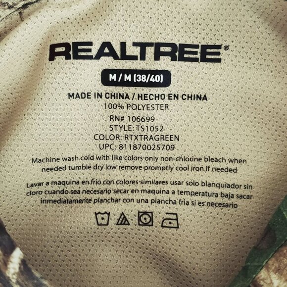 Realtree Mens Hunting Guide Shirt M XtraGreen Camo Short Sleeve Ripstop - Picture 3 of 13